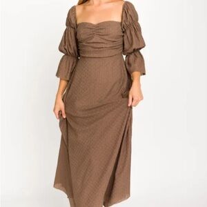 Corrine Tiered Sleeve Maxi Dress with Pockets in Caramel Taupe- Bump Friendly